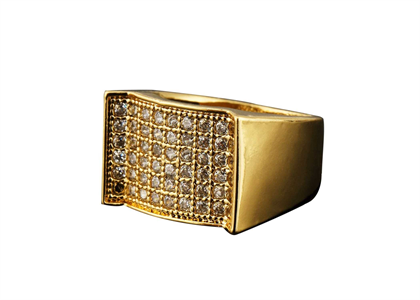 Gold Plated Iced Out Concave Ring